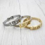 Three-Ring-Steel-Wire-Braided-Hemp-Rope-Stainless-Steel-Bracelet-Golden-Circle-Design