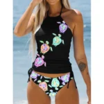 Women-s-Bathing-Suit-Coconut-Drawstring-Side-Halter-Neck-Tankini-Set-Summer-Beach-Wear-Cute-Swimwear