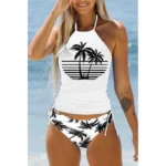 Women-s-Bathing-Suit-Coconut-Drawstring-Side-Halter-Neck-Tankini-Set-Summer-Beach-Wear-Cute-Swimwear